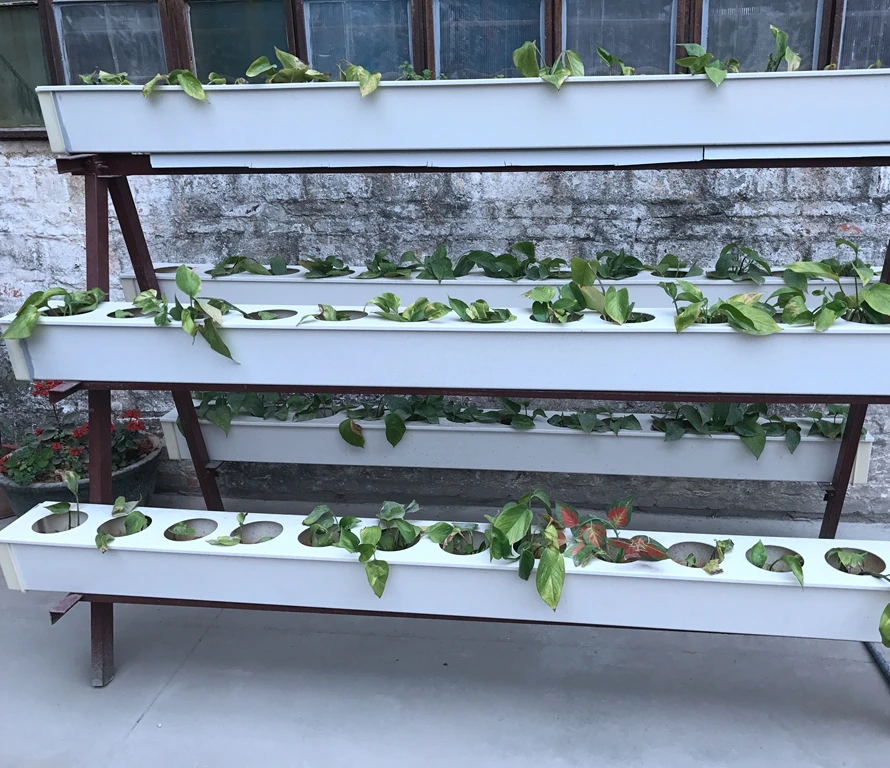 Gutter growing system for greenhouse production hydroponic substrate trough for strawberry